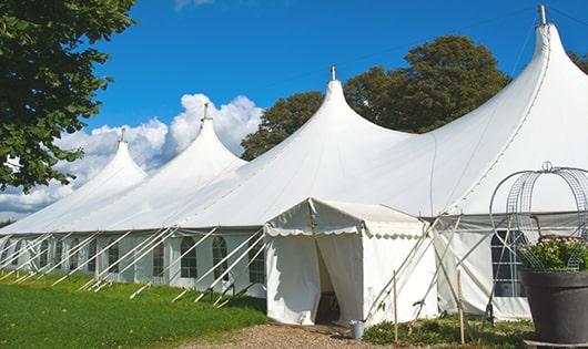 portable restrooms arranged for a special event, providing quick and easy access for attendees in San Mateo